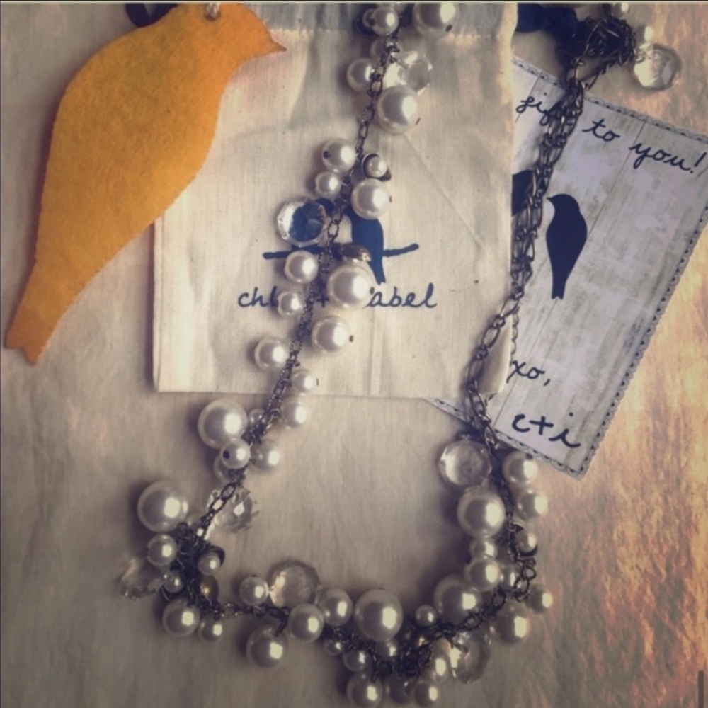 Chloe and isabel pearl and rhinestone long necklac